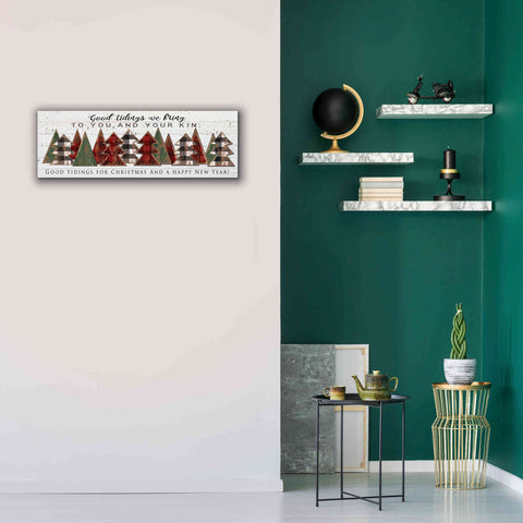 Image of 'Good Tidings Plaid Trees' by Cindy Jacobs, Canvas Wall Art,36 x 12