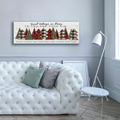 Image of 'Good Tidings Plaid Trees' by Cindy Jacobs, Canvas Wall Art,60 x 20