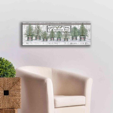 Image of 'Galvanized Pots White Christmas Trees I' by Cindy Jacobs, Canvas Wall Art,36 x 12