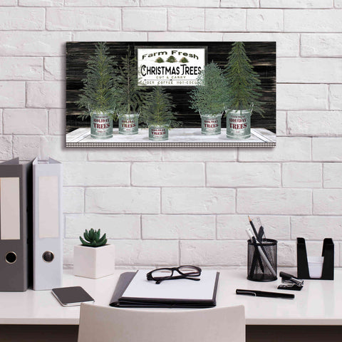 Image of 'Galvanized Pots Christmas Trees II' by Cindy Jacobs, Canvas Wall Art,24 x 12