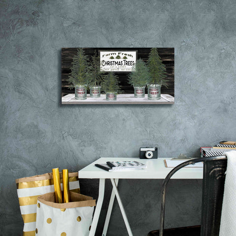 Image of 'Galvanized Pots Christmas Trees II' by Cindy Jacobs, Canvas Wall Art,24 x 12
