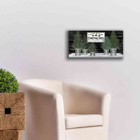 Image of 'Galvanized Pots Christmas Trees II' by Cindy Jacobs, Canvas Wall Art,24 x 12