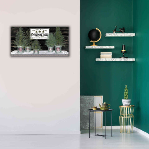 Image of 'Galvanized Pots Christmas Trees II' by Cindy Jacobs, Canvas Wall Art,40 x 20
