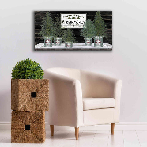 Image of 'Galvanized Pots Christmas Trees II' by Cindy Jacobs, Canvas Wall Art,40 x 20
