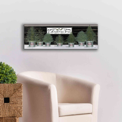 Image of 'Galvanized Pots Christmas Trees I' by Cindy Jacobs, Canvas Wall Art,36 x 12