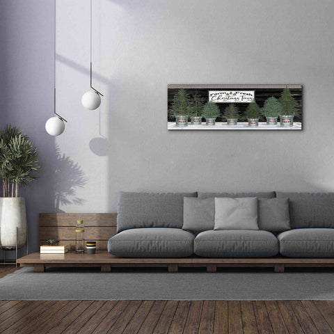 Image of 'Galvanized Pots Christmas Trees I' by Cindy Jacobs, Canvas Wall Art,60 x 20