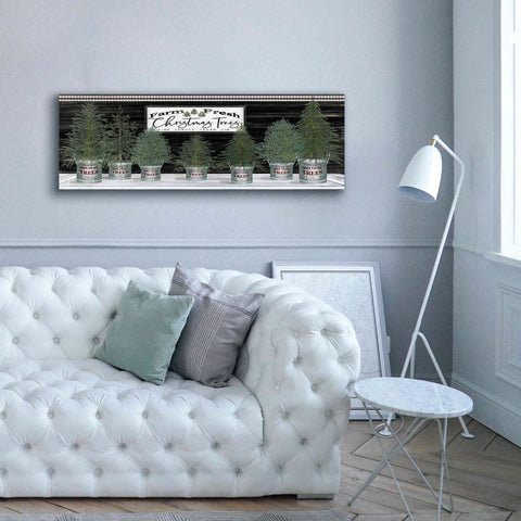 Image of 'Galvanized Pots Christmas Trees I' by Cindy Jacobs, Canvas Wall Art,60 x 20