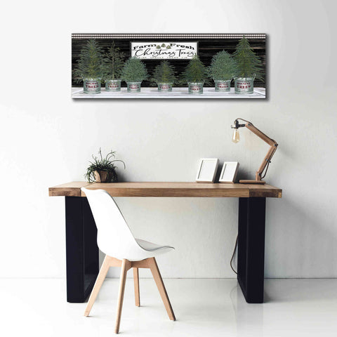 Image of 'Galvanized Pots Christmas Trees I' by Cindy Jacobs, Canvas Wall Art,60 x 20