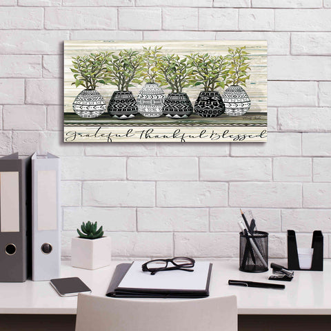 Image of 'Grateful Mud Cloth Vase' by Cindy Jacobs, Canvas Wall Art,24 x 12