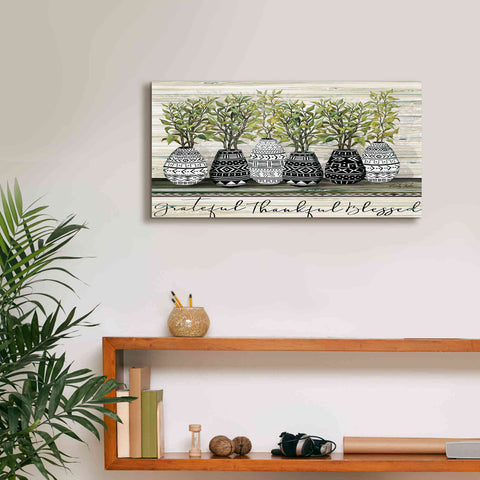 Image of 'Grateful Mud Cloth Vase' by Cindy Jacobs, Canvas Wall Art,24 x 12