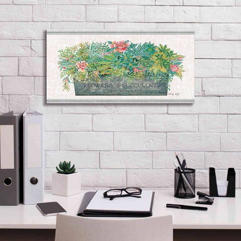 Image of 'Flowers & Succulents' by Cindy Jacobs, Canvas Wall Art,24 x 12