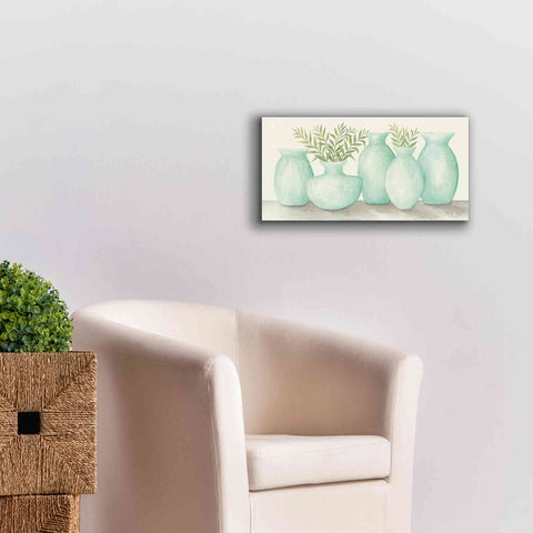 Image of 'Mint Vases' by Cindy Jacobs, Canvas Wall Art,24 x 12
