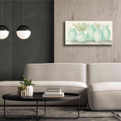 Image of 'Mint Vases' by Cindy Jacobs, Canvas Wall Art,40 x 20