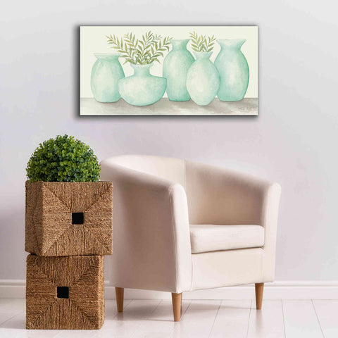 Image of 'Mint Vases' by Cindy Jacobs, Canvas Wall Art,40 x 20