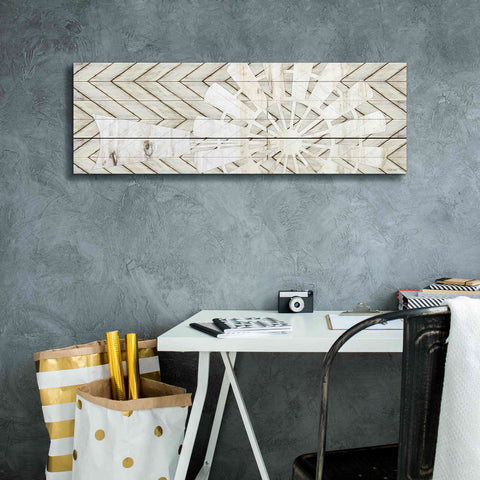 Image of 'Windmill on Wood Slats' by Cindy Jacobs, Canvas Wall Art,36 x 12