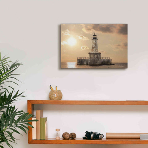 Image of 'Charity Shoal Lighthouse' by Lori Deiter, Canvas Wall Art,18 x 12