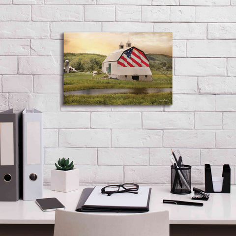 Image of 'Flag Barn' by Lori Deiter, Canvas Wall Art,18 x 12