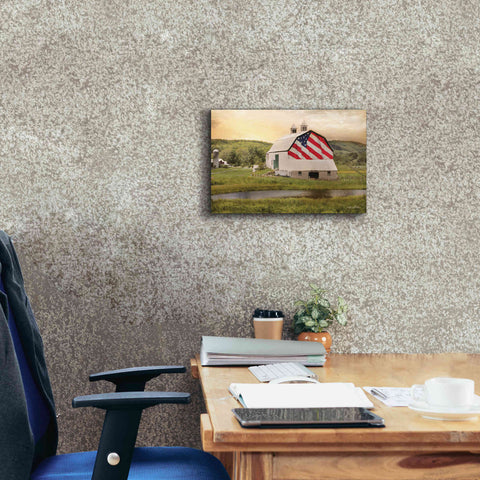Image of 'Flag Barn' by Lori Deiter, Canvas Wall Art,18 x 12