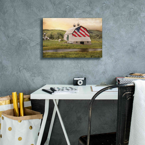 Image of 'Flag Barn' by Lori Deiter, Canvas Wall Art,18 x 12