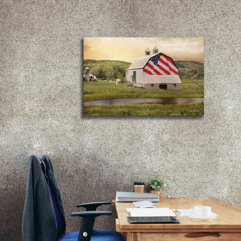 Image of 'Flag Barn' by Lori Deiter, Canvas Wall Art,40 x 26