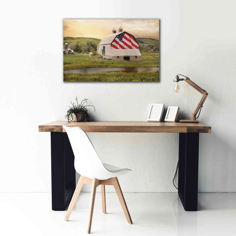 Image of 'Flag Barn' by Lori Deiter, Canvas Wall Art,40 x 26