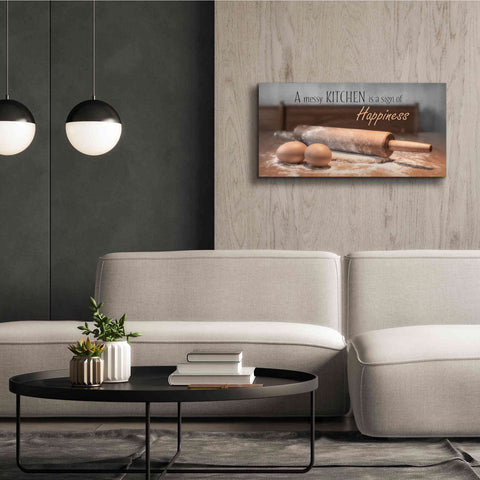 Image of 'A Messy Kitchen is a Sign of Happiness' by Lori Deiter, Canvas Wall Art,40 x 20