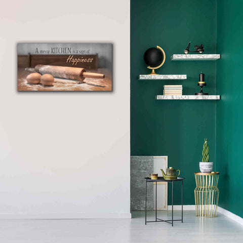 Image of 'A Messy Kitchen is a Sign of Happiness' by Lori Deiter, Canvas Wall Art,40 x 20