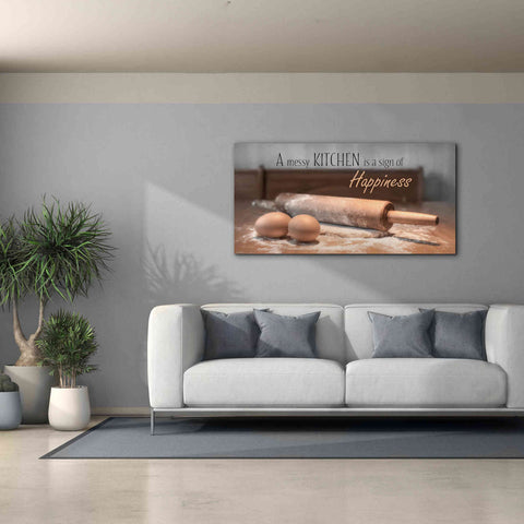 Image of 'A Messy Kitchen is a Sign of Happiness' by Lori Deiter, Canvas Wall Art,60 x 30