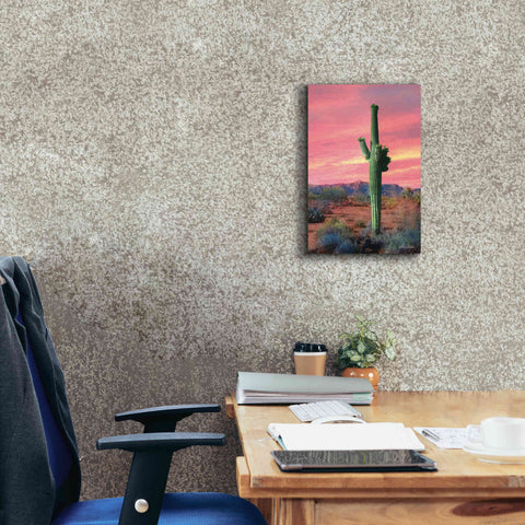 Image of 'Vibrant Cactus Sunset' by Lori Deiter, Canvas Wall Art,12 x 18