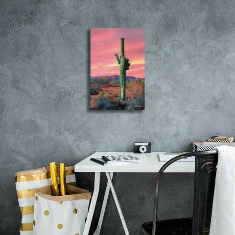 Image of 'Vibrant Cactus Sunset' by Lori Deiter, Canvas Wall Art,12 x 18