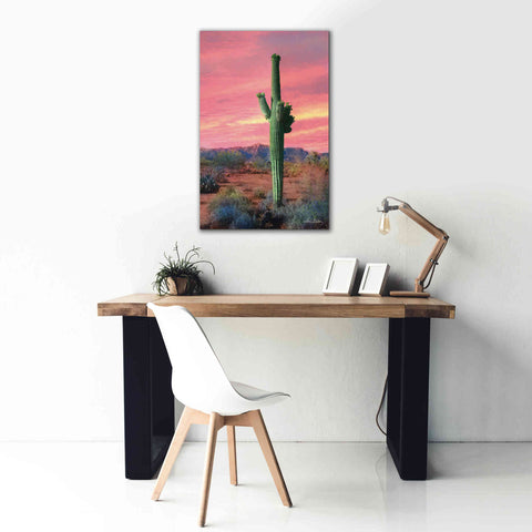 Image of 'Vibrant Cactus Sunset' by Lori Deiter, Canvas Wall Art,26 x 40