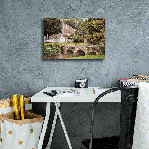 Image of 'Old Stone Barn and Bridge' by Lori Deiter, Canvas Wall Art,18 x 12
