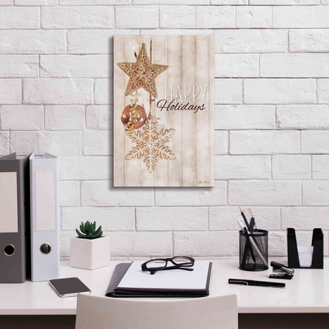 Image of 'Gold Sparkle Happy Holidays' by Lori Deiter, Canvas Wall Art,12 x 18