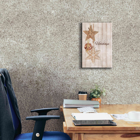 Image of 'Gold Sparkle Happy Holidays' by Lori Deiter, Canvas Wall Art,12 x 18