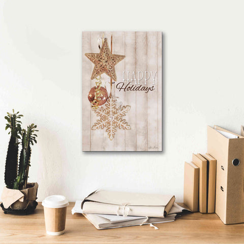 Image of 'Gold Sparkle Happy Holidays' by Lori Deiter, Canvas Wall Art,12 x 18