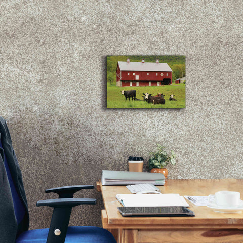 Image of 'Red Barn' by Lori Deiter, Canvas Wall Art,18 x 12