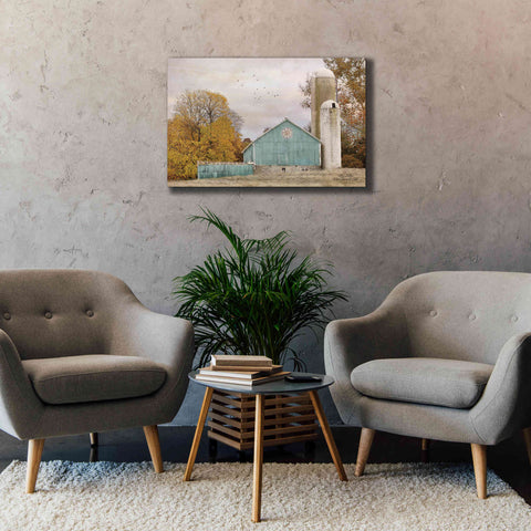 Image of 'Teal Barn and Silo' by Lori Deiter, Canvas Wall Art,40 x 26