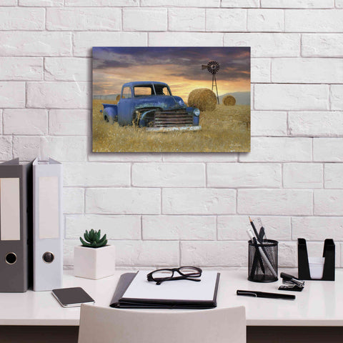 Image of 'Old Chevy with Windmill' by Lori Deiter, Canvas Wall Art,18 x 12