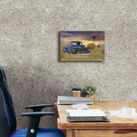 Image of 'Old Chevy with Windmill' by Lori Deiter, Canvas Wall Art,18 x 12