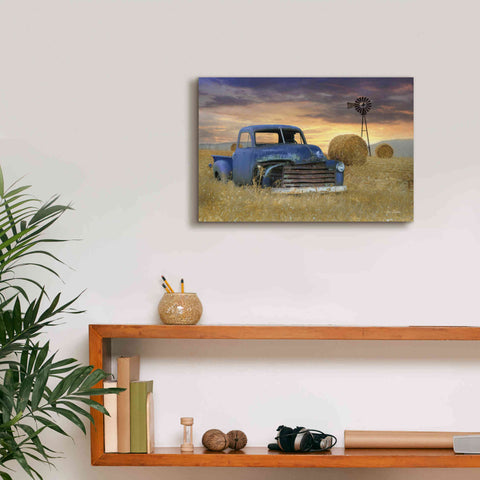 Image of 'Old Chevy with Windmill' by Lori Deiter, Canvas Wall Art,18 x 12