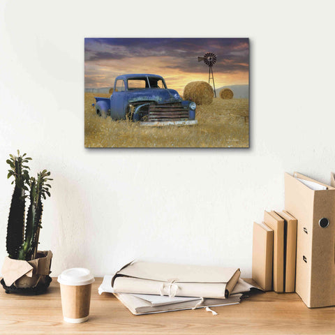 Image of 'Old Chevy with Windmill' by Lori Deiter, Canvas Wall Art,18 x 12