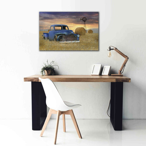 Image of 'Old Chevy with Windmill' by Lori Deiter, Canvas Wall Art,40 x 26
