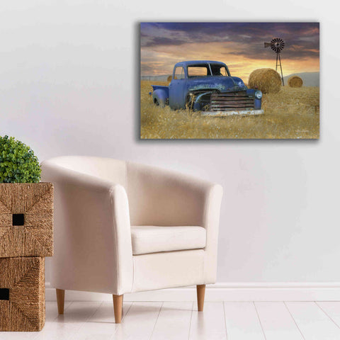Image of 'Old Chevy with Windmill' by Lori Deiter, Canvas Wall Art,40 x 26