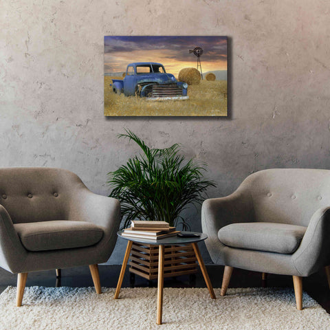 Image of 'Old Chevy with Windmill' by Lori Deiter, Canvas Wall Art,40 x 26