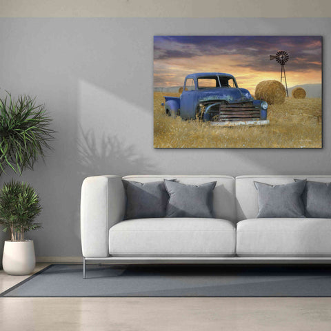 Image of 'Old Chevy with Windmill' by Lori Deiter, Canvas Wall Art,60 x 40