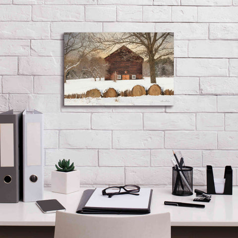 Image of 'Snowy Vermont Barn' by Lori Deiter, Canvas Wall Art,18 x 12