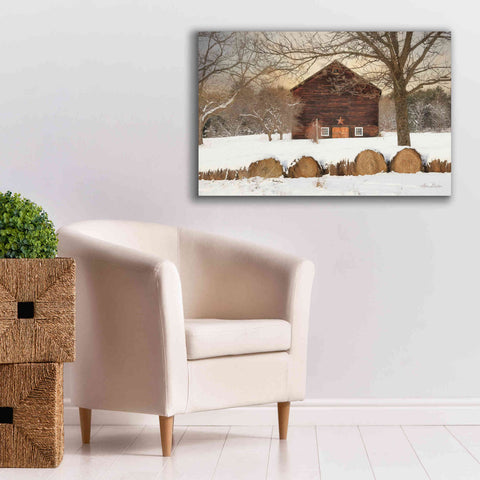 Image of 'Snowy Vermont Barn' by Lori Deiter, Canvas Wall Art,40 x 26