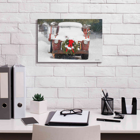 Image of 'Christmas Farm Truck' by Lori Deiter, Canvas Wall Art,18 x 12