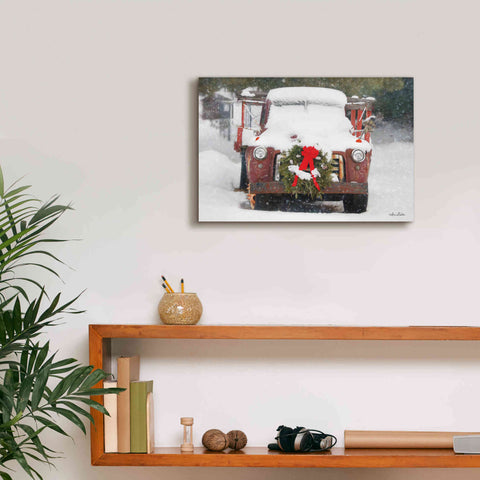 Image of 'Christmas Farm Truck' by Lori Deiter, Canvas Wall Art,18 x 12