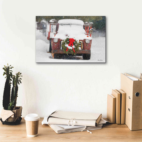 Image of 'Christmas Farm Truck' by Lori Deiter, Canvas Wall Art,18 x 12
